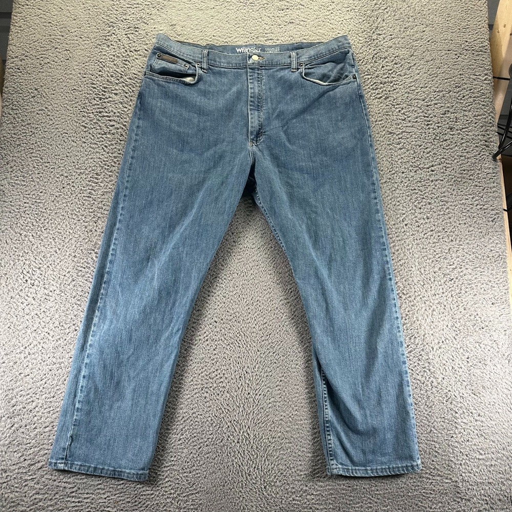 Wrangler Jeans Mens 40x30 Blue Cotton Denim Straight Leg Travel Workwear Stretch